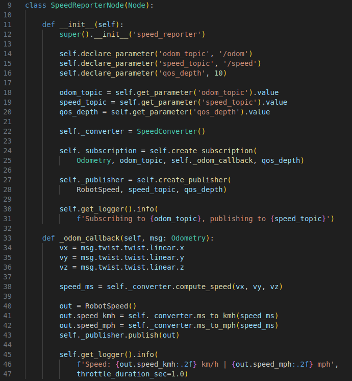 Example ROS 2 node code after applying ROS 2 best practices